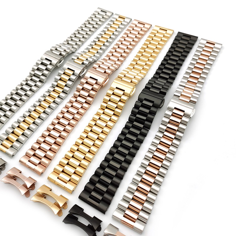 Dây Đeo Thay Thế Bằng Thép Không Gỉ Trơn 12 14 16 18 19 20 21 22mm Rộng 3 Vòng Dây Đồng Hồ