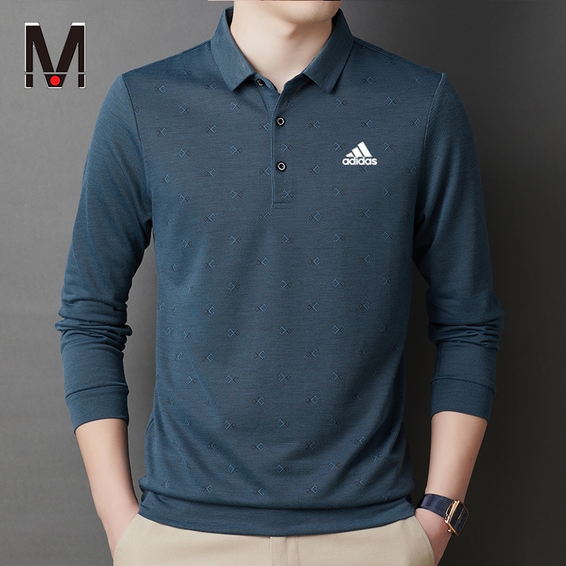 Áo thun polo tay dài có cổ 3 màu sắc thời trang dành cho nam giới trung niên