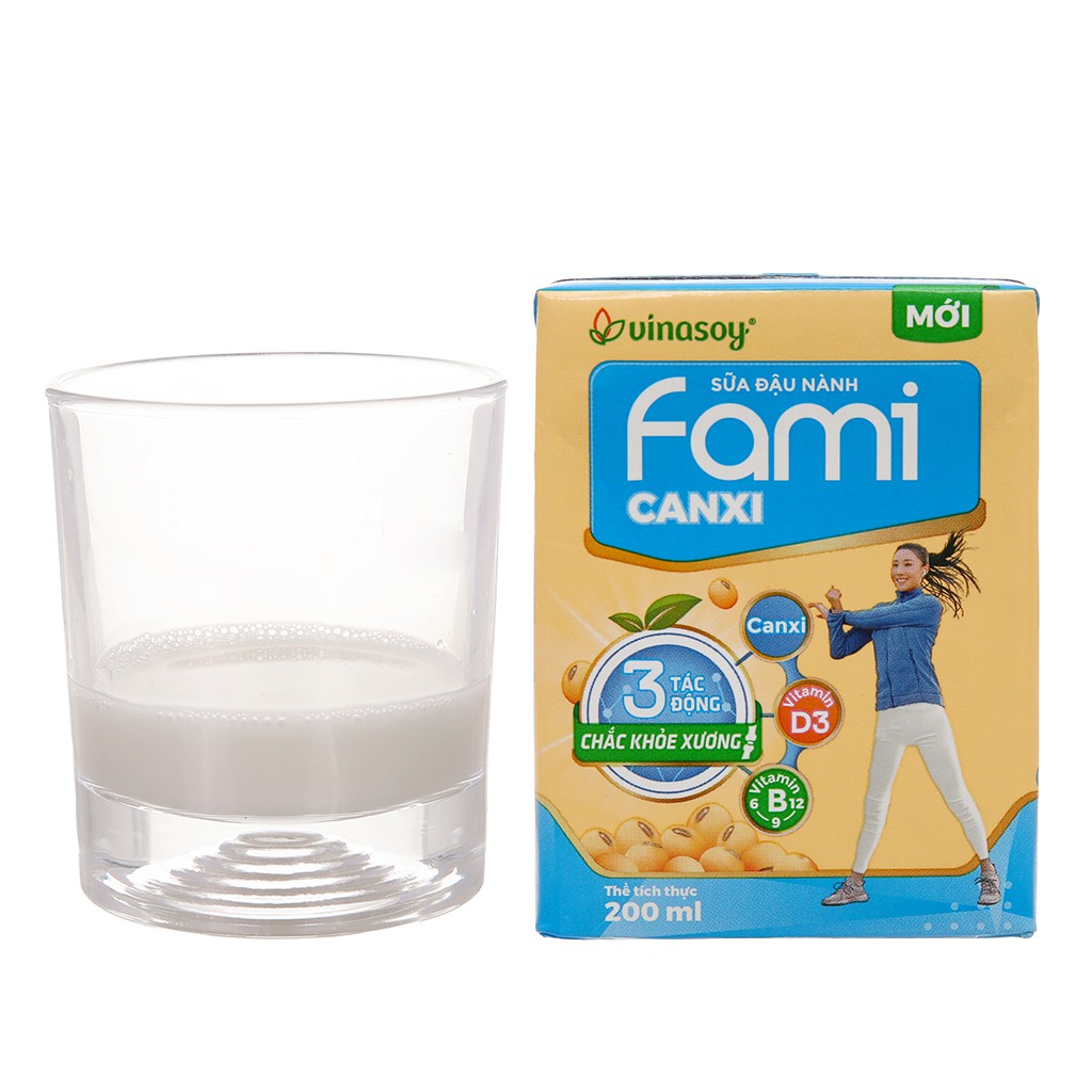 Combo 2 lốc 12 hộp sữa đậu nành Fami Canxi 200ml date 9/2022