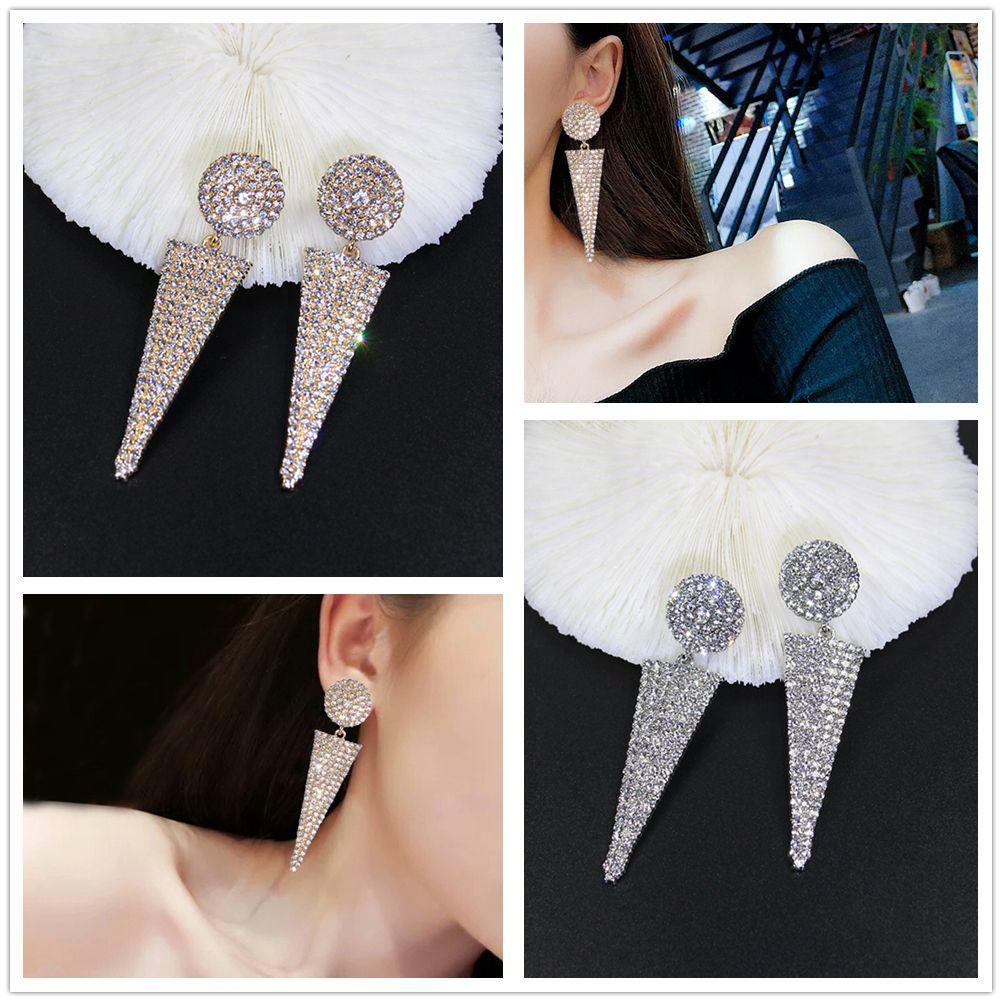 Khuyên Tai Thả Lủng Lẳng Mặt Lớn Lấp Lánh Cho Nữ