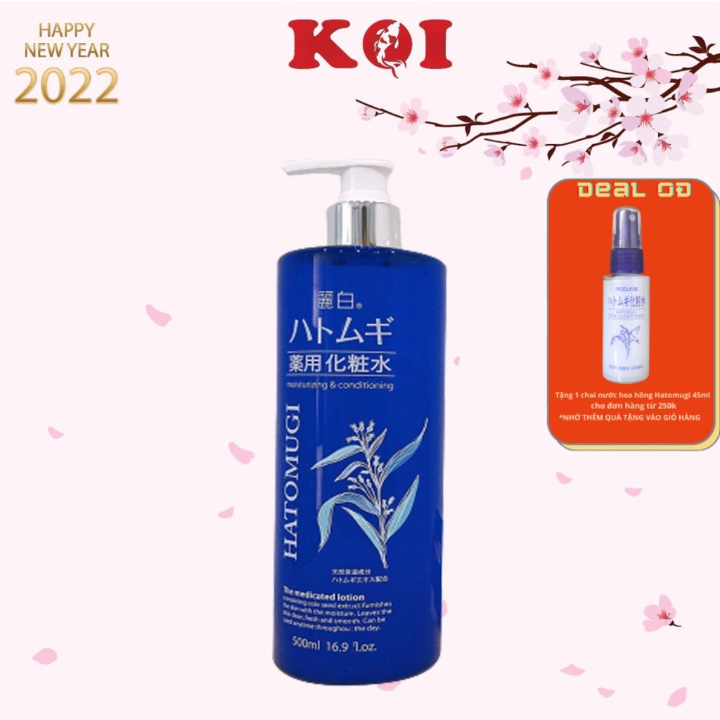 Nước hoa hồng dưỡng ẩm sâu và làm sáng da Hatomugi High Moisturizing Lotion 500ml (màu xanh)