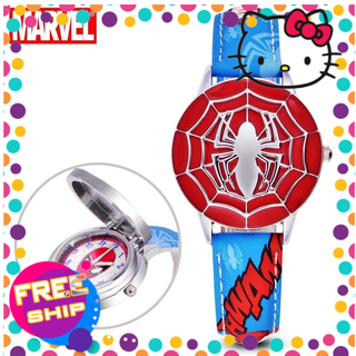 Đồng hồ kim đeo tay dây da người nhện Spider man bé trai