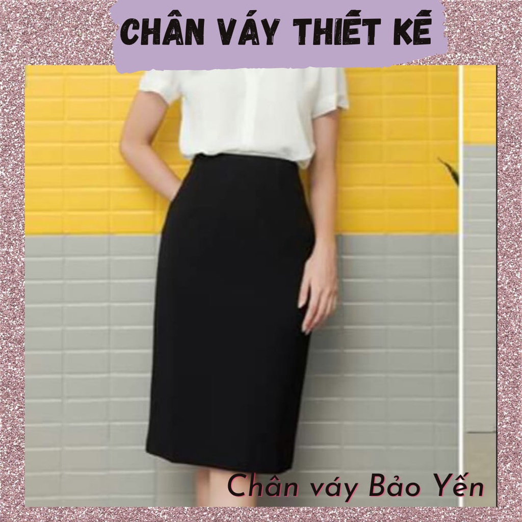 Chân váy bút chì suông đen xẻ sau tới gối ( sẵn size) - M6