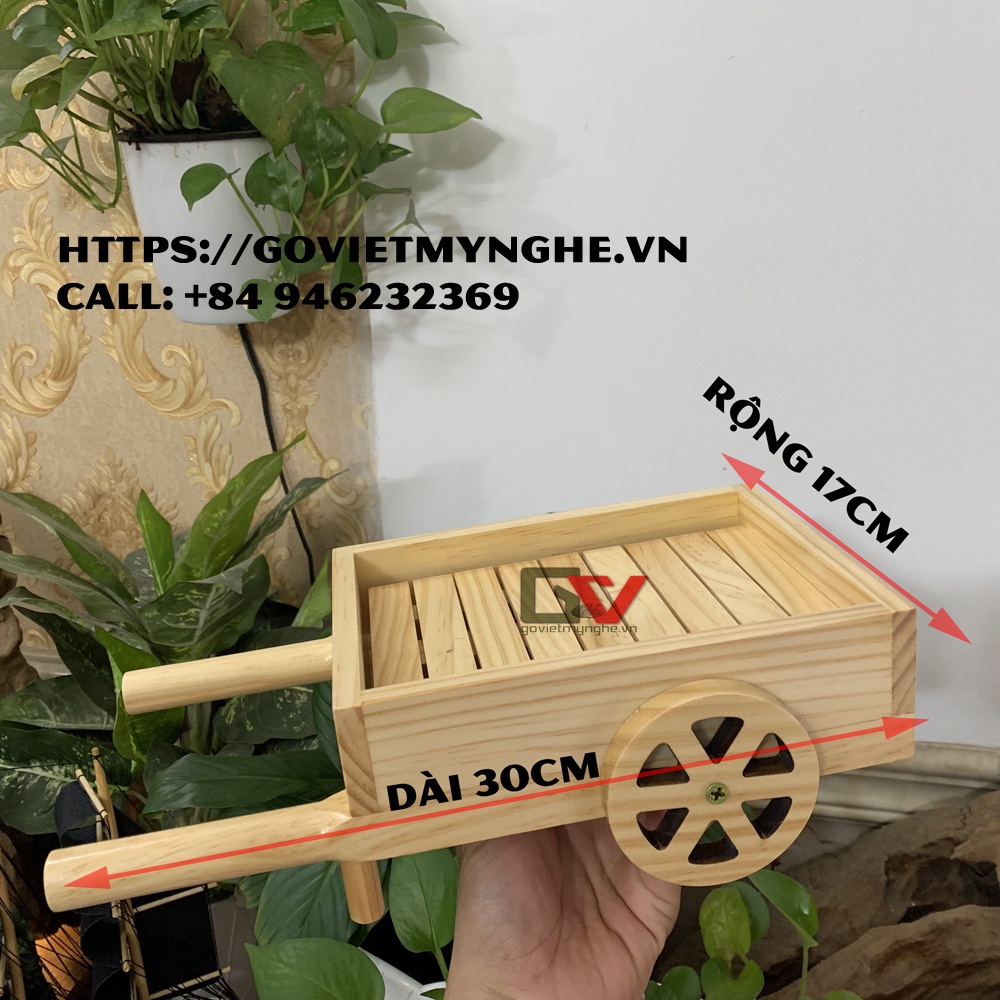 Khay gỗ trang trí món ăn hình xe kéo bò trang trí sushi sashimi BBQ - Khay gỗ decor món ăn độc đáo - Dài 30cm - Gỗ thông