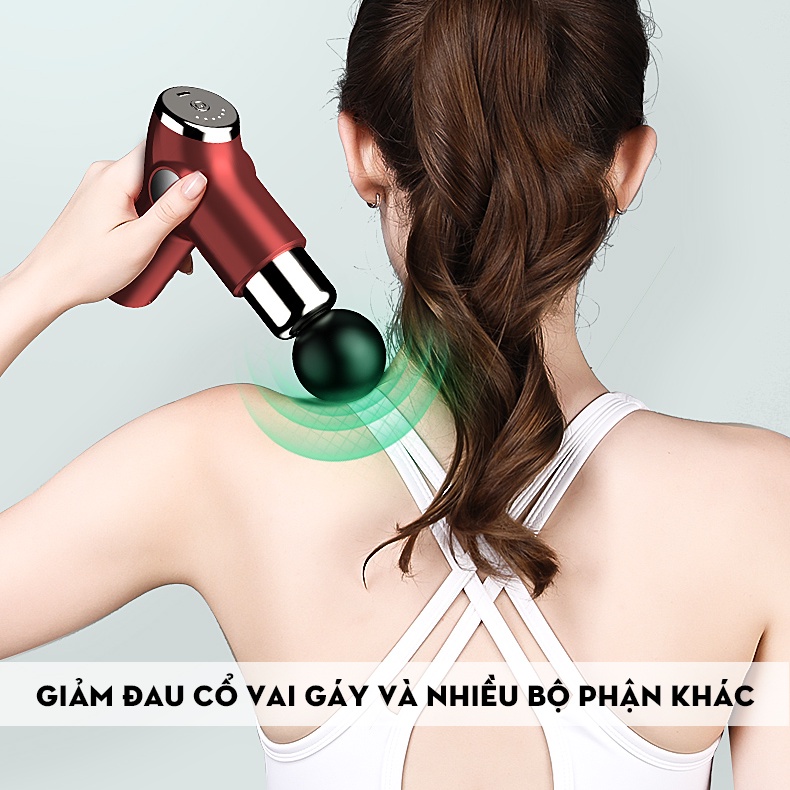 Máy massage cầm tay KH515 giảm đau nhức toàn thân hiệu quả, súng masage đấm lưng, giảm đau cơ có 4 đầu thay thế BH6TH