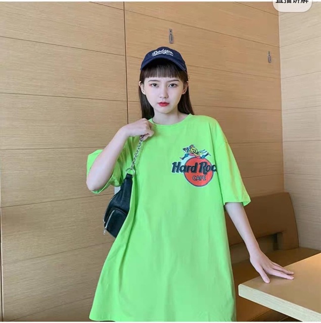 Clip-ảnh thật áo phông xanh lá hard rock (SỈ 29K)tay lỡ form rộng freesize | BigBuy360 - bigbuy360.vn
