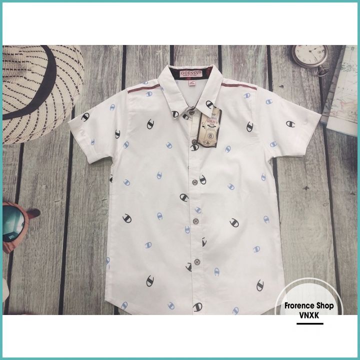 Áo somi bé trai  tay ngắn từ 2 - 6 tuổi áo sơ mi trẻ em chất liệu kate thun co giãn size từ 12-22 kg