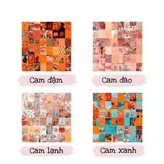 Bộ 64 tấm Poster/Wall Collage/Tranh decor trang trí dán tường - Màu cam (A6/A5/A4)