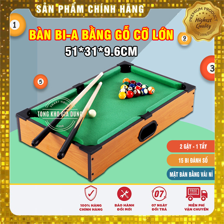 Bàn Bi a Mini Giá Rẻ Gằng Gỗ Mặt bàn Vải Nỉ ❤️FREE SHIP❤️ Bàn Bida Mini Cho Người Lớn Và Trẻ Em Cỡ Đại 51*31*9.6cm