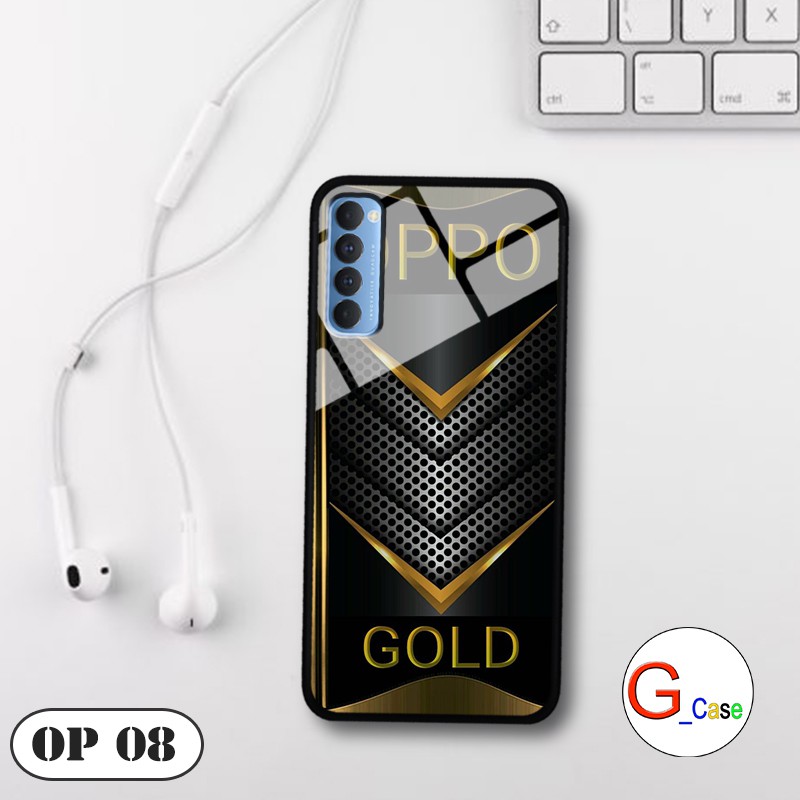 Ốp lưng Oppo Reno4 Pro-lưng kính in logo hãng điện thoại