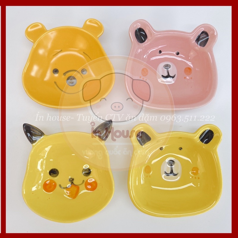 Bát ăn dặm, bát gốm sứ hình Pikachu hình gấu mini cho bé 80ml