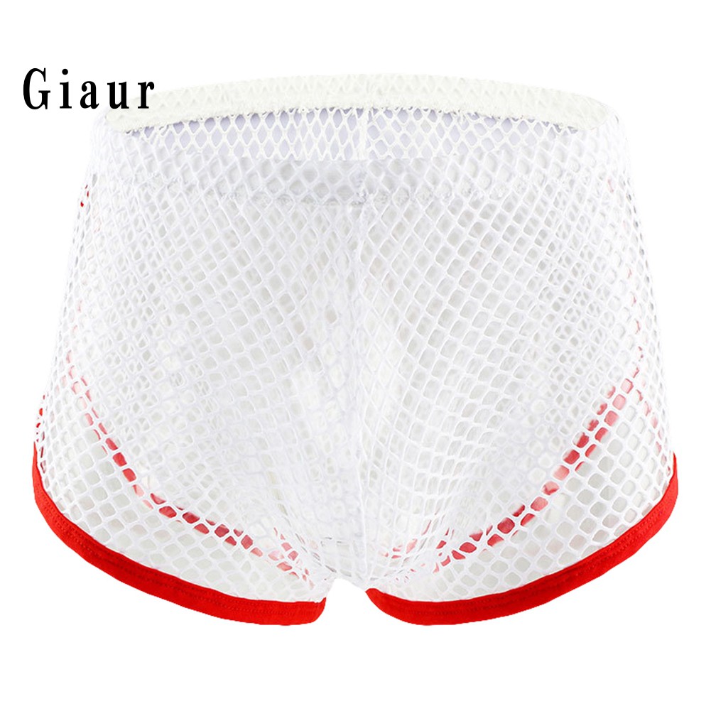 Quần Lót Boxer Lưng Thấp Phối Lưới Thoáng Khí Quyến Rũ Thời Trang Cho Nam