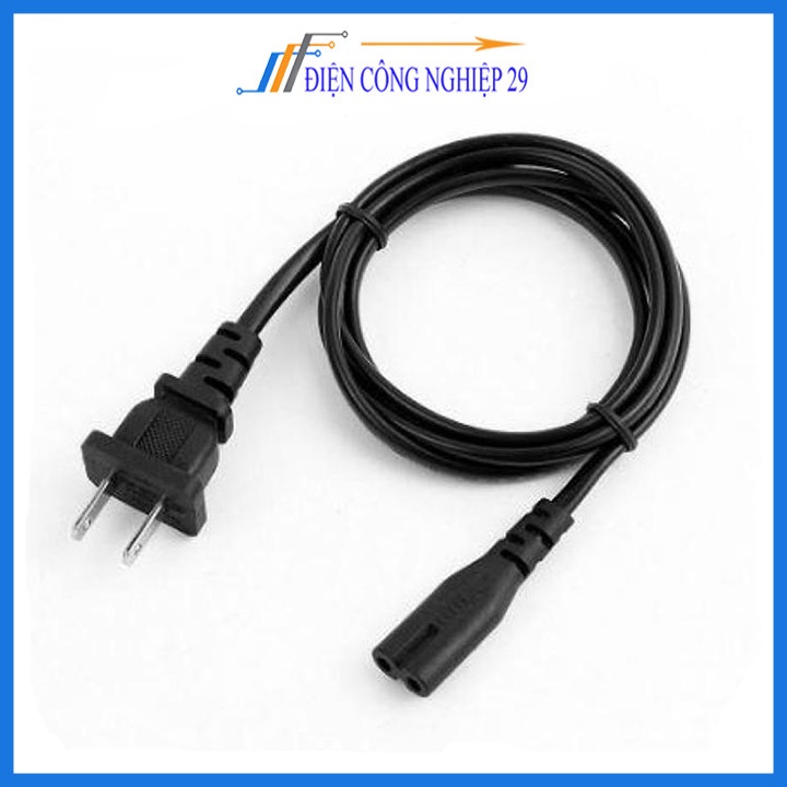 Dây nguồn AC 220V liền giắc cắm 2 chân dài 1 mét đầu tròn