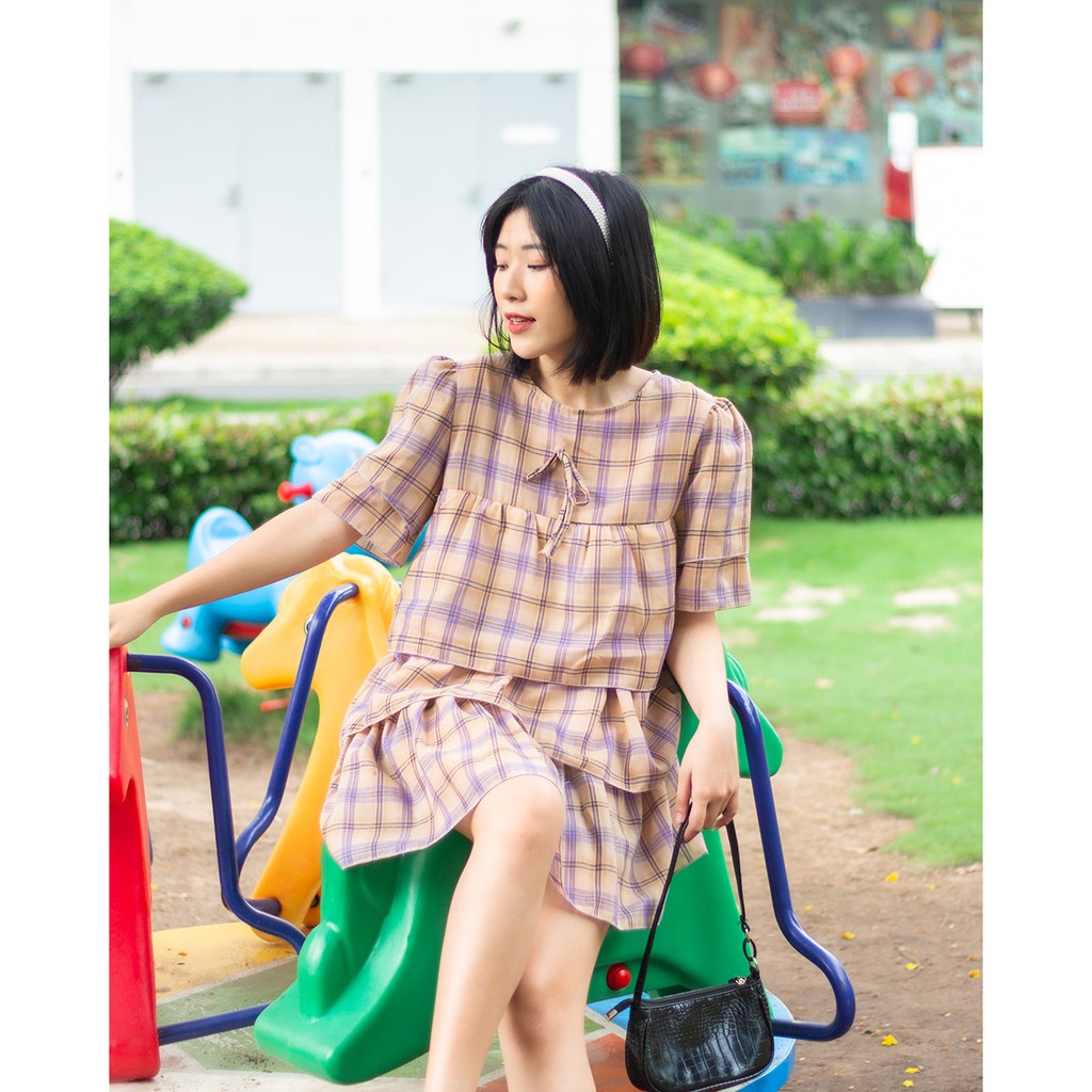 Đầm Babydoll Tầng Caro | BigBuy360 - bigbuy360.vn