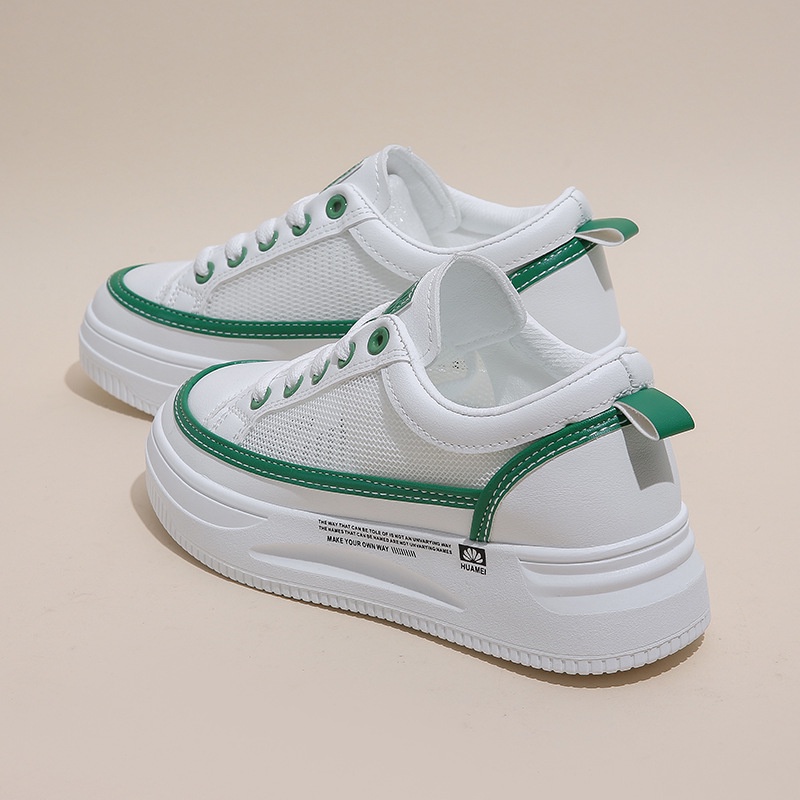 Giày thể thao nữ đế cao, lưới thoáng khí mùa hè phối da cao cấp hot trend 2023 phong cách Hàn Quốc size 36-40 [027]