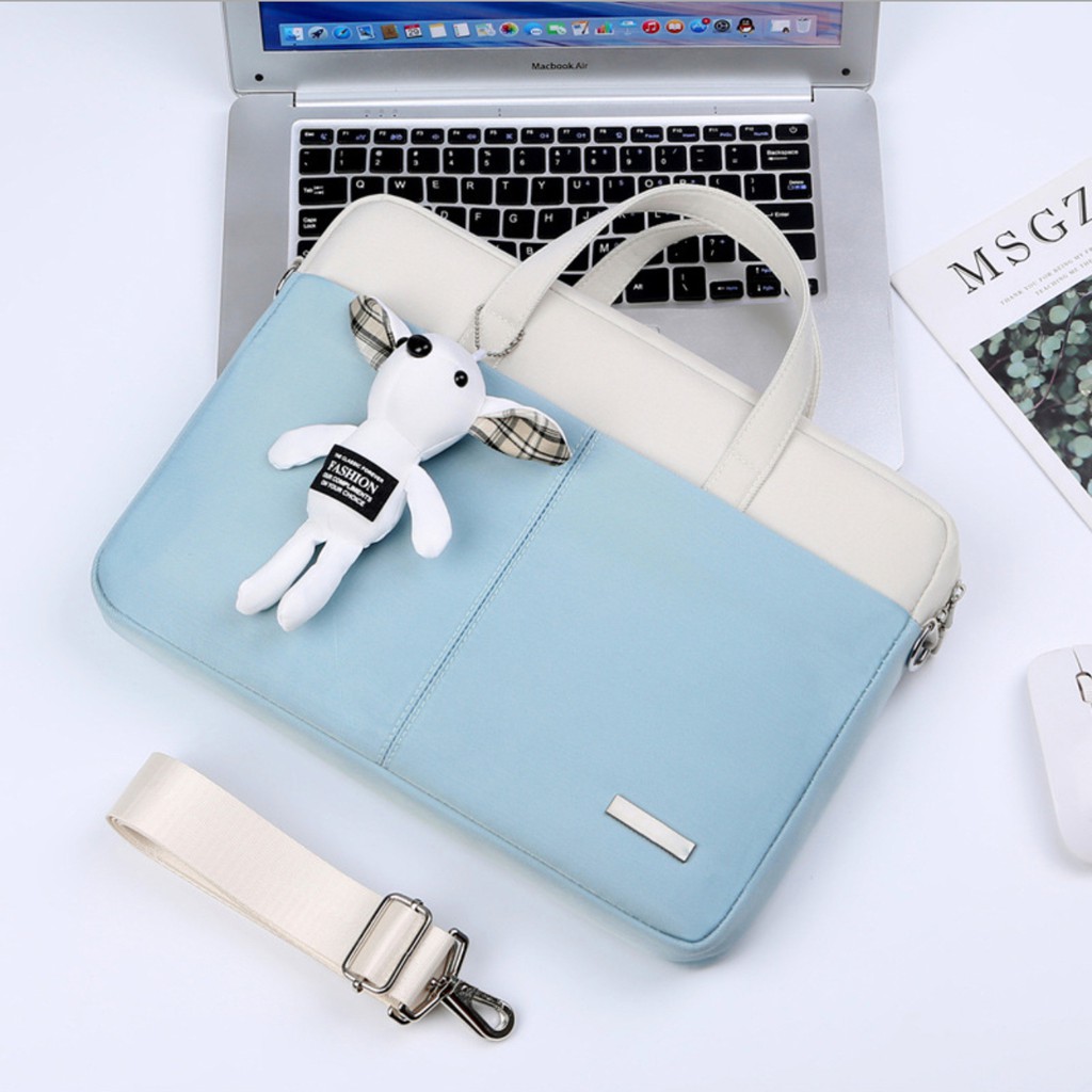 Túi chống sốc laptop macbook kèm gấu bông siêu cute đáng yêu