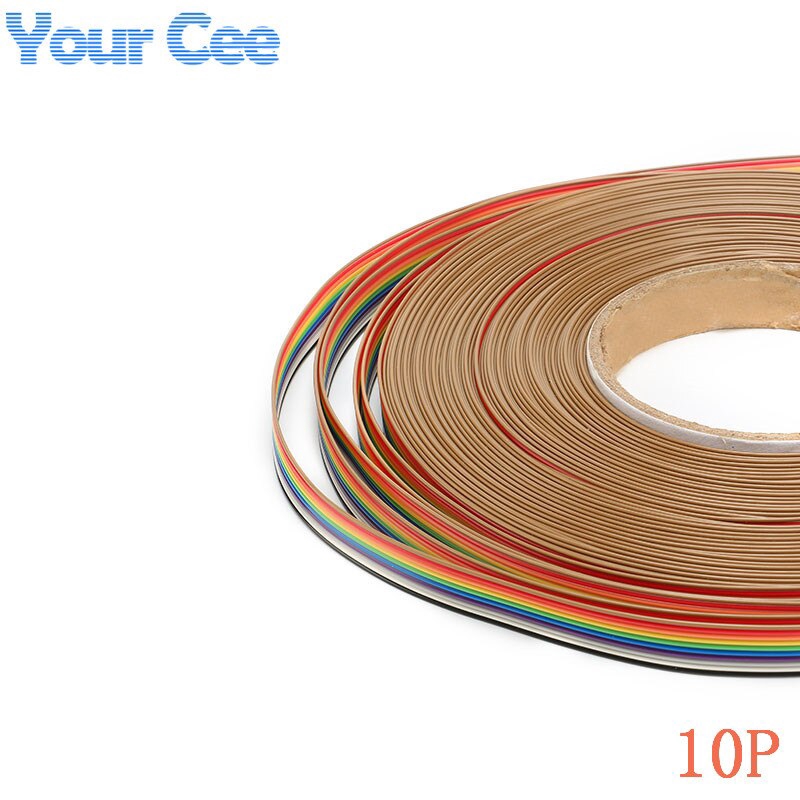 Cuộn dây cáp dẹt màu cầu vồng 1.27mm 10 chiều 10 pin dài 5m cho PCB DIY