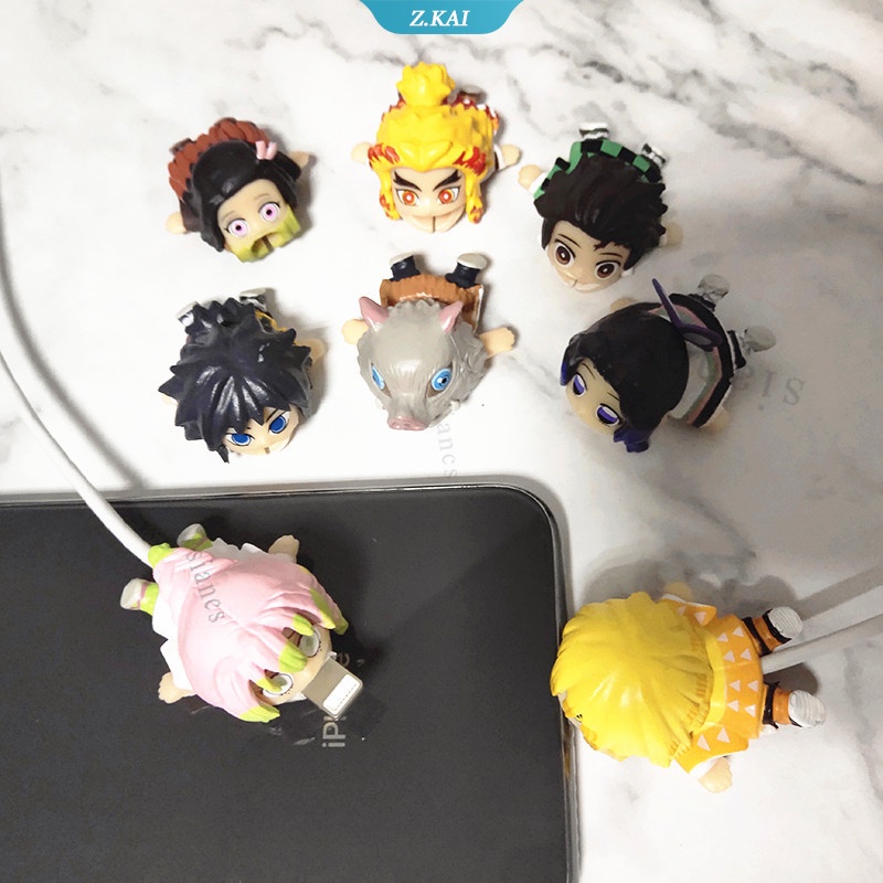 Phụ Kiện Quấn Dây Cáp Sạc Iphone Thiết Kế Hoạt Hình Demon Slayer Dễ Thương