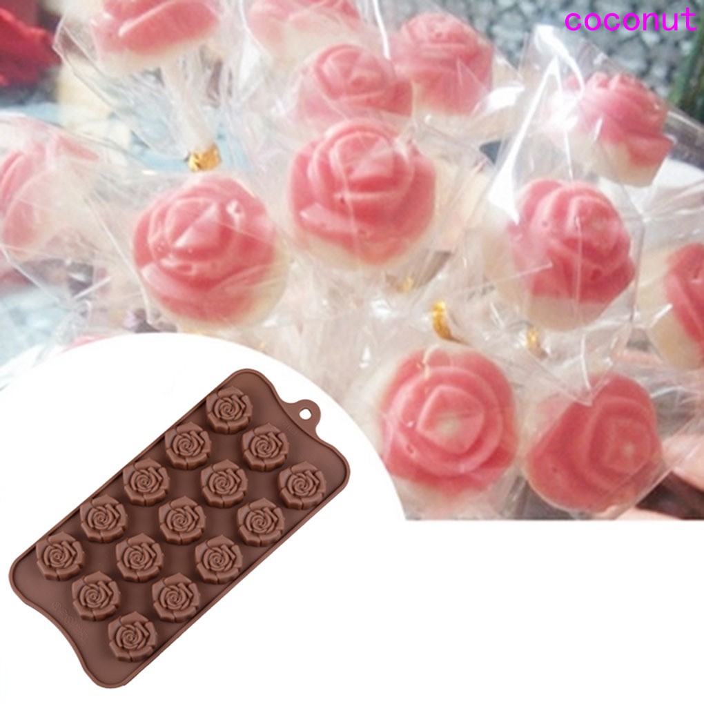 Silicone 15 Rose Flower Shape Chocolate Molds Cake Moulds Cake Decorating Tools Jelly Ice Molds