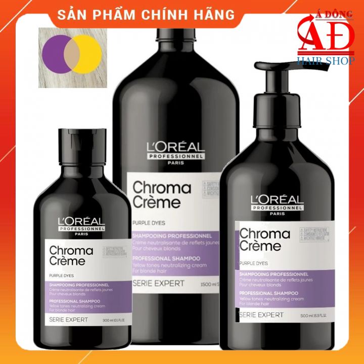 DẦU GỘI TÍM KHỬ VÀNG CHO TÓC TẨY SÁNG L'OREAL CHROMA CREME PURPLE DYES SHAMPOO NEW 2022