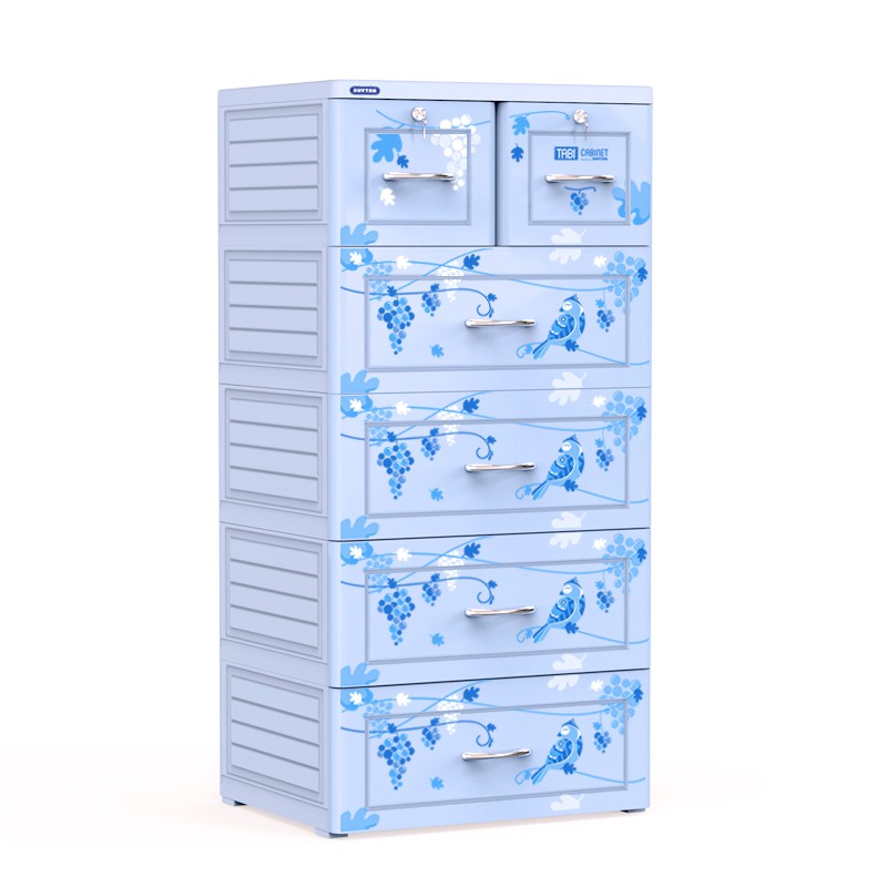 FREESHIP 99K TOÀN QUỐC_Tủ nhựa Duy Tân Tabi 5 tầng 6 ngăn màu xanh dương - họa tiết ngẫu nhiên -