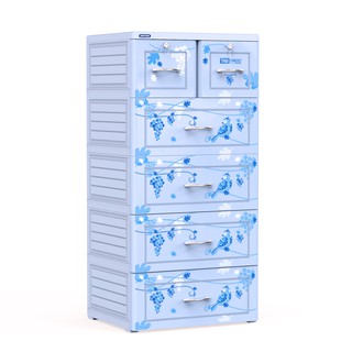 Tủ nhựa Duy Tân Tabi 5 tầng 6 ngăn màu xanh dương - họa tiết ngẫu nhiên -