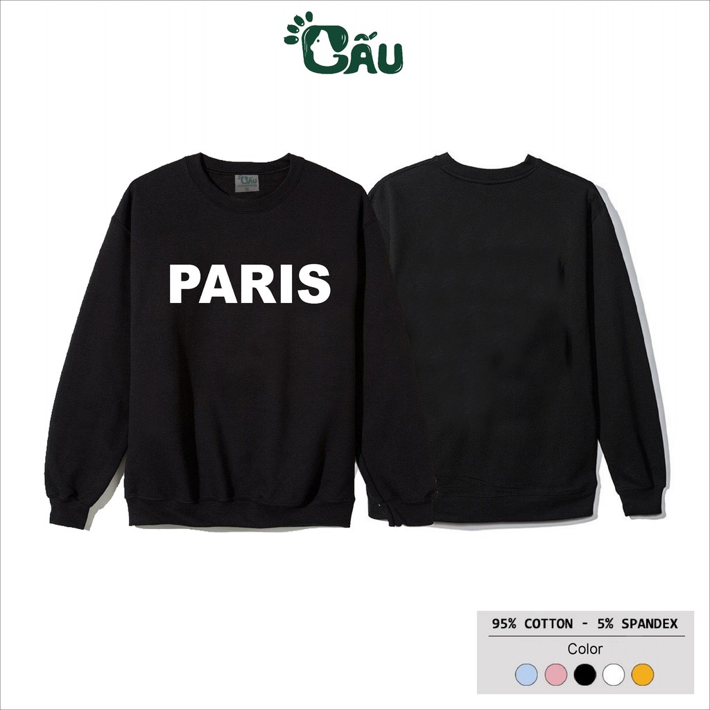 Áo sweater GẤU 194 vải thu đông co dãn, dày dặn mềm mịn form rộng phong cách Uniex - PARIS | BigBuy360 - bigbuy360.vn