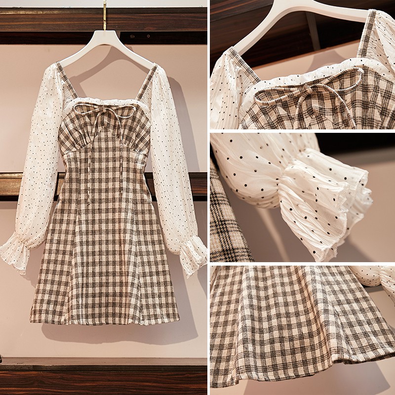 [Mã WAMT1505 giảm 10K đơn 0K] 🌸Hàng Order🌸 Váy Kẻ Bigsize Phối Tay Chấm Bi Nơ Ngực Tiểu Thư Dịu Dàng🌸Hàng Quảng Châu | BigBuy360 - bigbuy360.vn