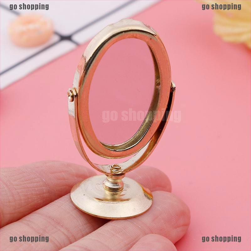 {go shopping}1/12 Dollhouse golden miniature metal mirror