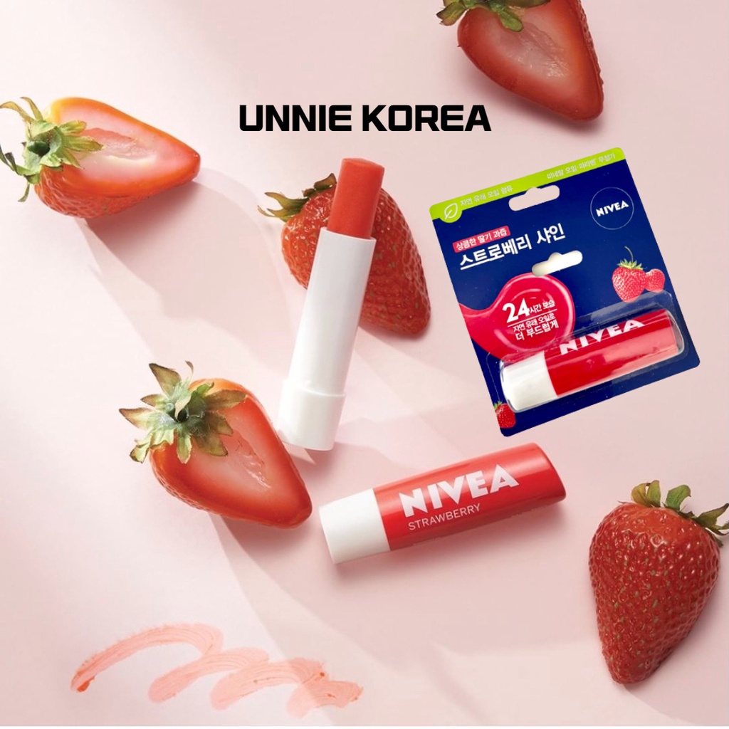 [Nivea Hàn Quốc] Son dưỡng ẩm môi Nivea Hương Dâu Strawberry Shine