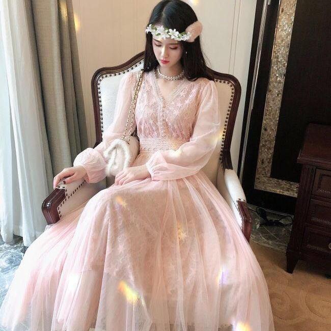 Đầm nữ thiết kế thời trang phối ren phong cách Hàn Quốc 2020 đầm bầu váy nữ váy bé gái váy dài chân váy dài váy nữ chân váy dài