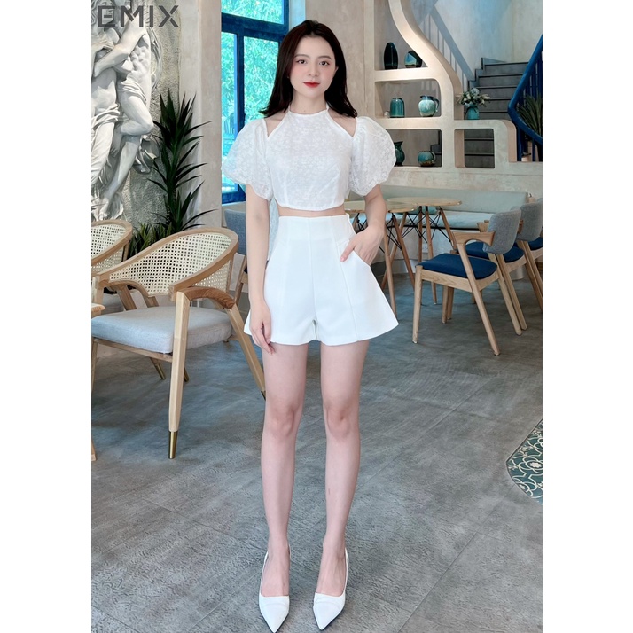 Quần short trơn EMIX (2 màu), basic, dáng ngắn, cạp cao, khóa sau, chất ruby mềm 9960