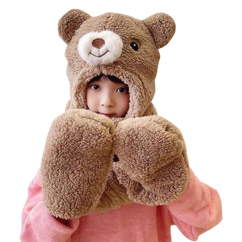 Layor1 Mũ Trùm Đầu Bảo Vệ Tai Gấu Bông Dễ Thương Kèm Khăn Choàng Cổ Dành Cho Bạn