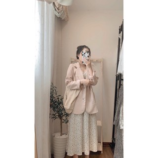 Set blazer và váy 2 dây có tách rới ảnh thật