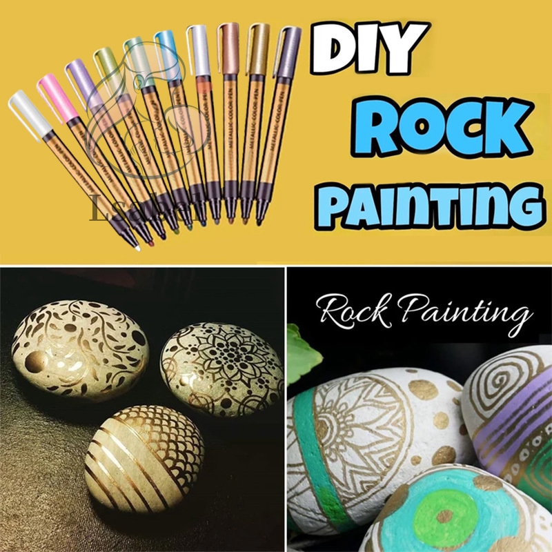 Set 10 Bút Đánh Dấu Màu Ánh Kim Dùng Để Vẽ Trang Trí Thiệp / Sổ Tay / Album Ảnh Thẻ