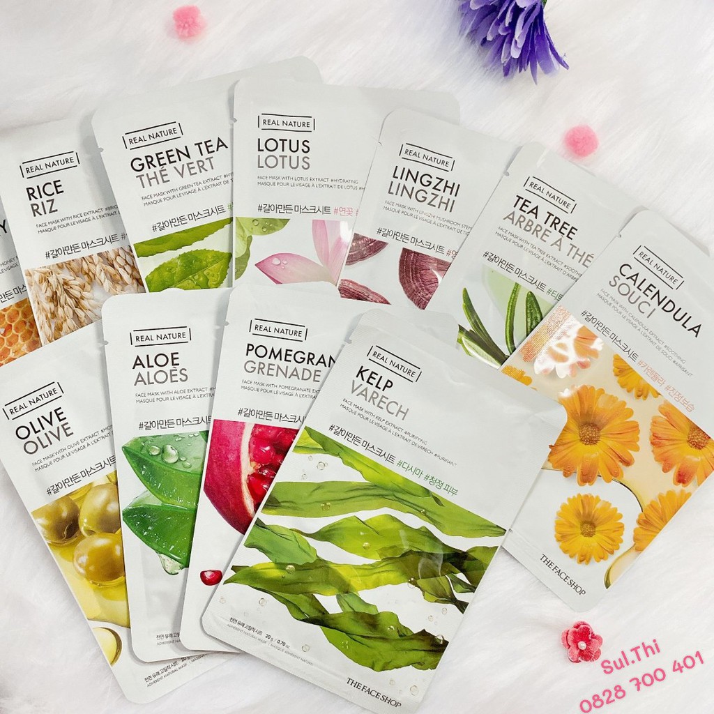 Combo 10 miếng mix Mặt Nạ The Face Shop Real Nature Mask Sheet 20g