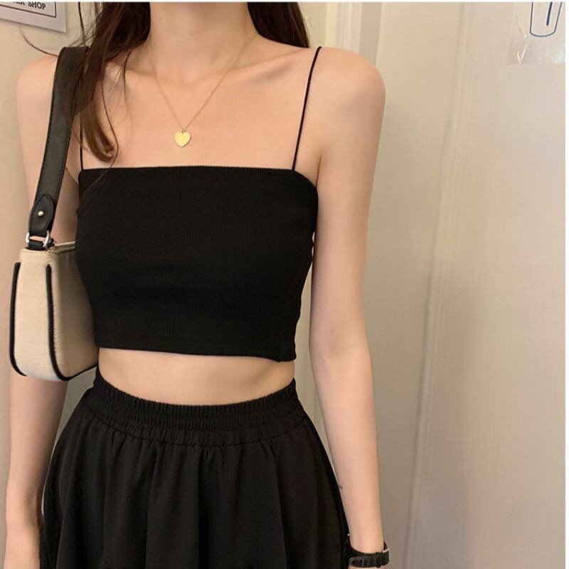 [Mã FAMARAL2 giảm 10K đơn 50K] Áo 2 dây croptop trơn (Có ảnh thật) Freesize | BigBuy360 - bigbuy360.vn