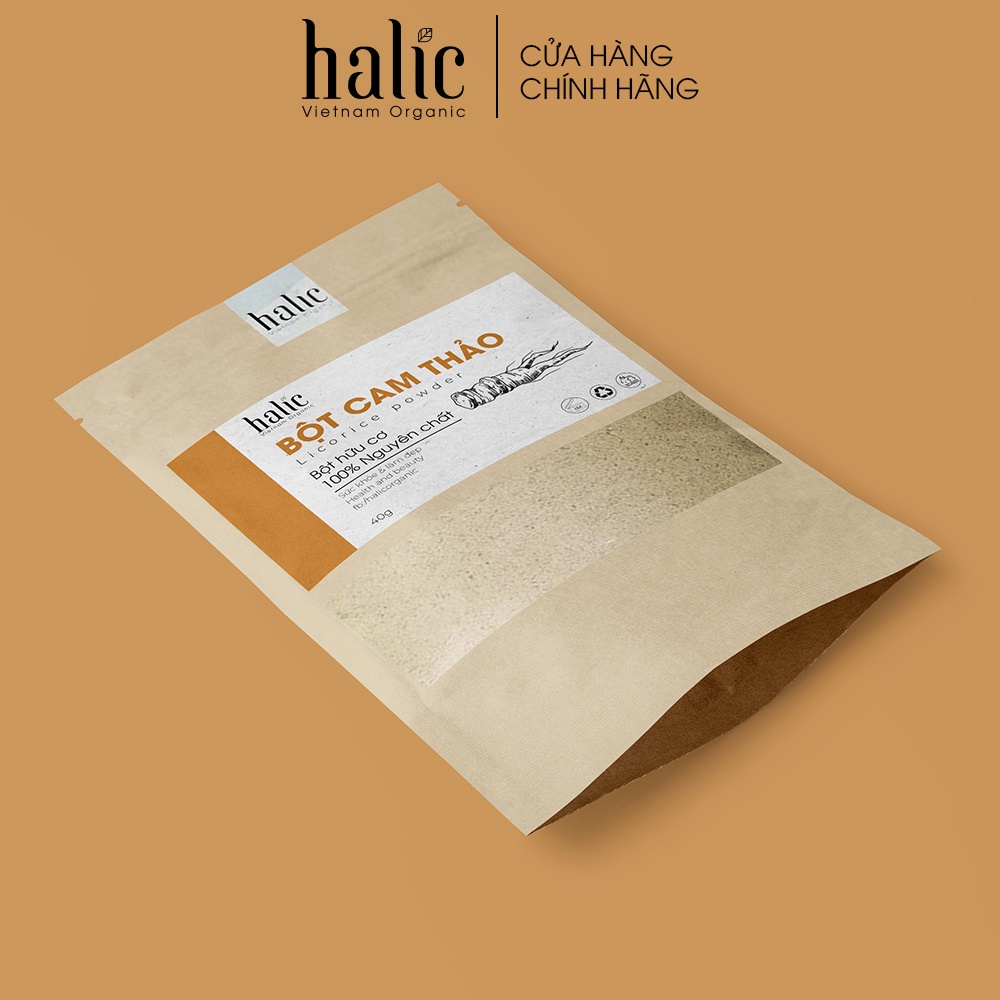 Bột Cam Thảo nguyên chất Halic Organic 40G đắp mặt nạ trắng da, dưỡng ẩm, làm chậm quá trình lão hóa của da