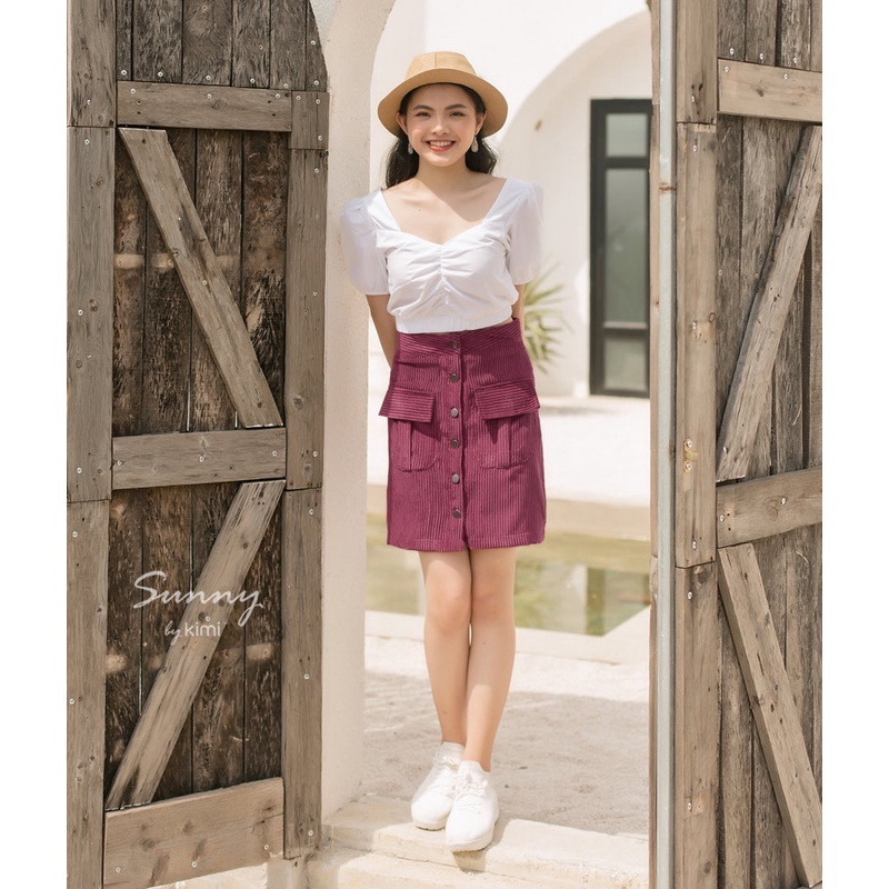 Chân Váy Nhung Gân Túi Đắp - VN190051