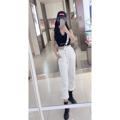 (Y57) quần yếm trắng vạt lệch hàng thiết kế XS đến 2XL (kèm ảnh khách) | BigBuy360 - bigbuy360.vn