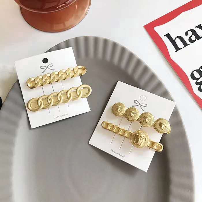 Kẹp Tóc Hình Nơ Phối Dây Xích Bằng Kim Loại Phong Cách Âu Mỹ Cổ Điển Thời Trang