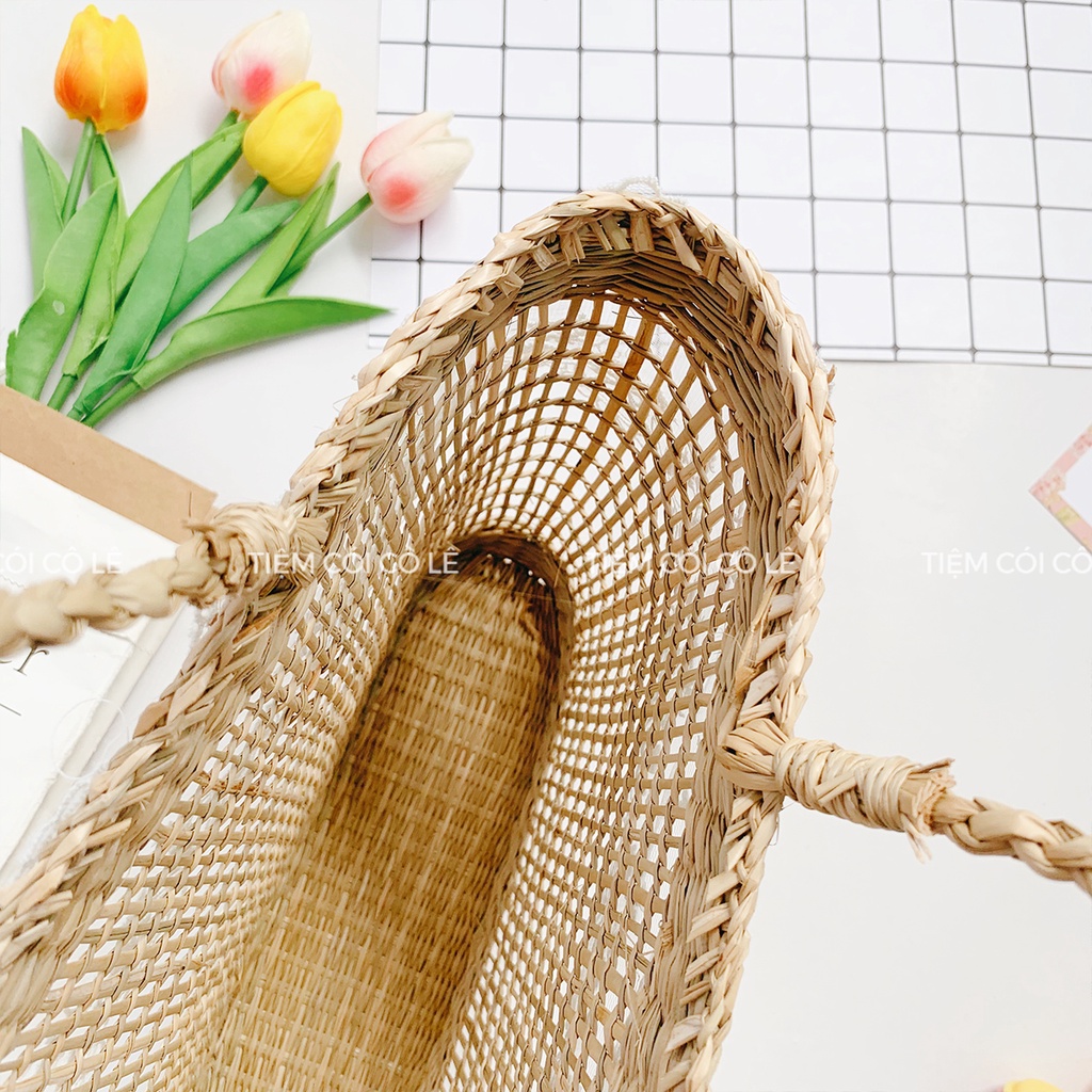 Làn cói song thưa quai bện phụ kiện đi biển chụp ảnh decor - Tiệm Cói Cô Lê