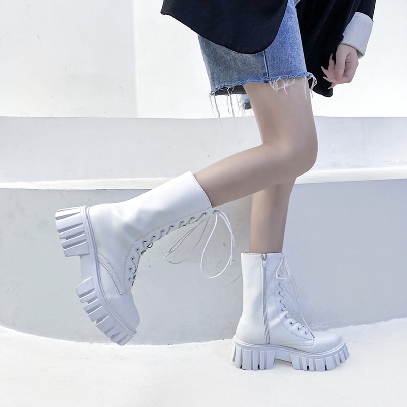 Bốt ulzzang B12 đế răng cưa 5cm phong cách Hàn Quốc