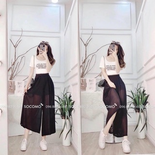 Set Áo croptop mix Quần ống rộng⚡️ảnh thật