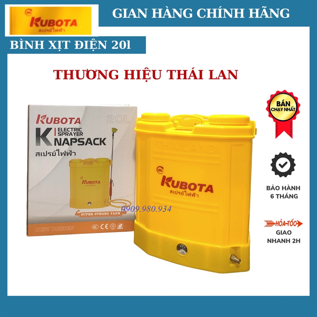 Bình Xịt Điện Xịt Thuốc, Bình Khử Khuẩn Phun Thuốc Trừ Sâu Bằng Ắc Quy Kubota Thái Lan 20 lít Loại 1 Bơm Và 2 Bơm 2022