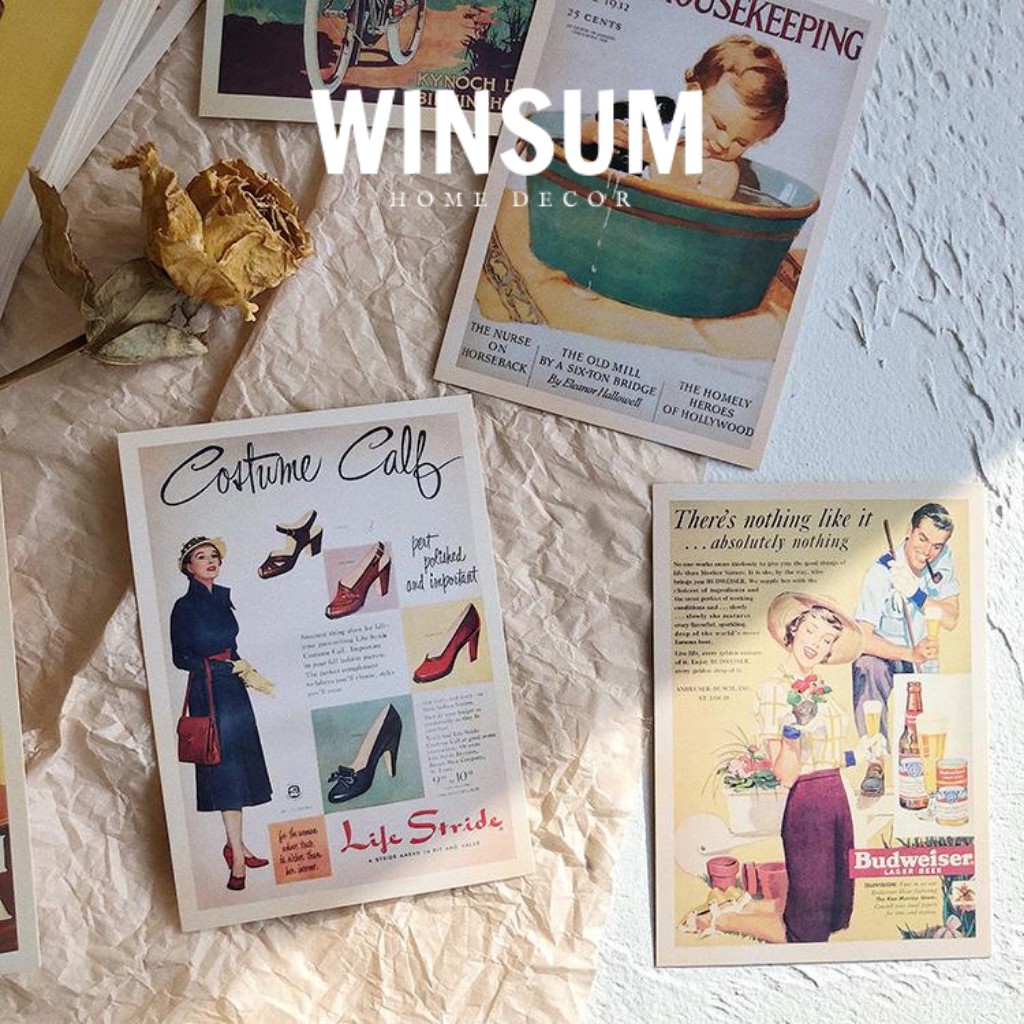 30 Tấm Postcard Dán Tường, Chụp Ảnh Flatlay Phong Cách Retro-  Winsum.decor | BigBuy360 - bigbuy360.vn