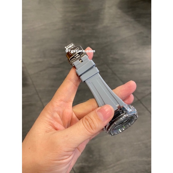 Đồng hồ nam G.A 2100 custom dây xám mặt trong suốt