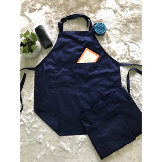 Tạp Dề Yếm Phục Vụ màu Xanh Đen Trơn Kaki Cotton Hàn Quốc,Unisex, Đường May Tinh Xảo, Hoàn Tiền 100% Nếu Không Ưng Ý