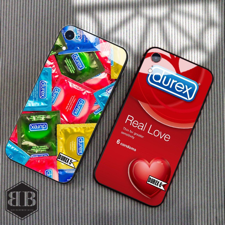 Ốp lưng kính cường lực iphone XR nhiều mẫu durex siêu ngầu