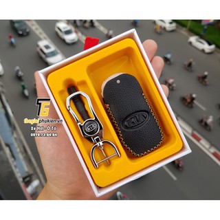 Bao da Handmade bảo vệ chìa khóa xe Kia Sorento 2021…kèm móc đeo Inox